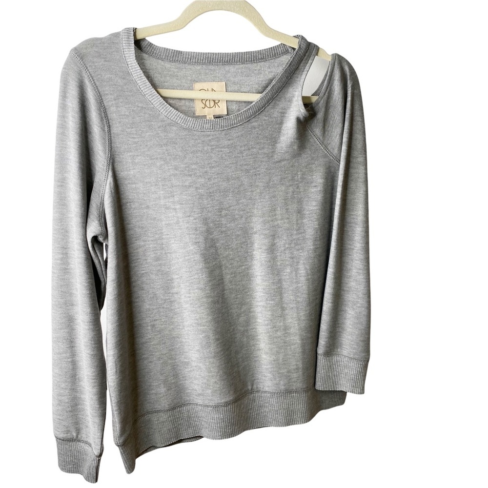 Chaser Grey Single Cold Shoulder Long Sleeve Pullover Sweatshirt Top Medium